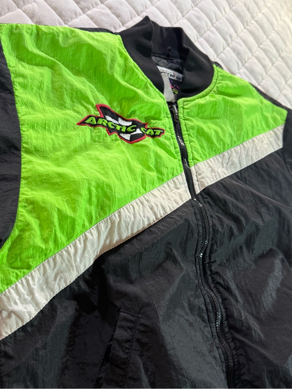 Vintage 90s Arctic Cat Arcticwear Snowmobile Jacket Neon Lime Green Thinsulate